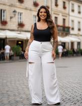 Calça Pantalona Cargo Track Pants Moda Gringa Plus Size