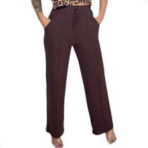 Calça Pantalona Cintura alta em Malha Viscolycra Premium