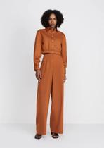 Calça Pantalona Cintura Alta MARROM Em Sarja DZARM/ TAM : 38