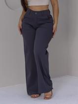 Calça Pantalona Cinza de Alfaiataria Feminina com Caimento Elegante - 38 - 34 - 40 Calça Pantalona Cinza de Alfaiataria Feminina com Caimento Elegante - 38 - 34 - 40