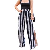 Calça pantalona com Fenda na lateral Listrado PB