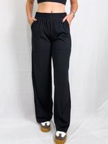 Calça Pantalona Cora Dry Com Bolsos Preta