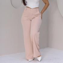 Calça Pantalona de Alfaiataria Feminina com Caimento Elegante Disponível em Azul, Cinza e Bege Calça Pantalona de Alfaiataria Feminina com Caimento Elegante Disponível em Azul, Cinza e Bege