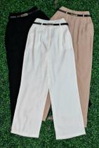 Calça Pantalona de Amarante com Cinto Coleção Nova 8441