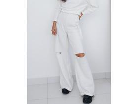 Calça Pantalona de Moletom Off White Calça Pantalona de Moletom Off White