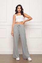 Calça Pantalona de Viscolycra com bolsos Cinza Calça Pantalona de Viscolycra com bolsos Cinza