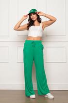 Calça Pantalona de Viscolycra com bolsos Verde Calça Pantalona de Viscolycra com bolsos Verde