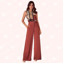 Calça Pantalona Det Argola C/ Faixa - Moda Casual Chic