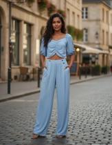 Calça Pantalona E Cropped Conjunto Feminino Revanche Calça Pantalona E Cropped Conjunto Feminino Revanche