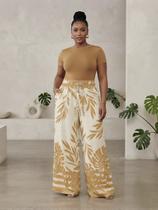 Calça Pantalona, em Air Flow Duna, Estampa Bege, Elástico Cintura, Bolsos, Forro, Cusi Confecção BM1150EB Tamanho:M Calça Pantalona, em Air Flow Duna, Estampa Bege, Elástico Cintura, Bolsos, Forro, Cusi Confecção BM1150EB Tamanho:M