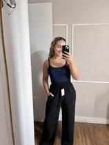 Calça Pantalona, em Air Flow Duna, Preta, Elástico Cintura, Bolsos, Forro, BM1150P