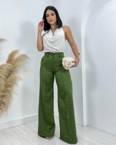 Calça Pantalona Em Alfaiataria Moda Executiva