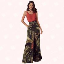 Calça Pantalona Estampada com Cinto - Moda Casual Chic
