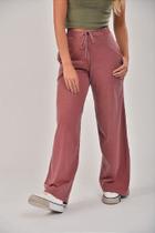 Calça pantalona estonada vinho - 100% algodão, estilo e conforto