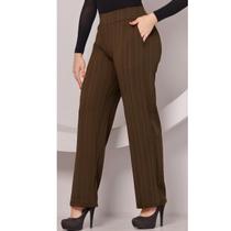 Calça Pantalona Feminina Cintura Alta Com Elástico Cintura