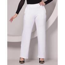 Calça Pantalona Feminina Cintura Alta Elástico Cintura