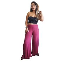 Calça Pantalona Feminina Cintura Alta Elegante Malha Viscolycra Confortável Tendência Calça Pantalona Feminina Cintura Alta Elegante Malha Viscolycra Confortável Tendência