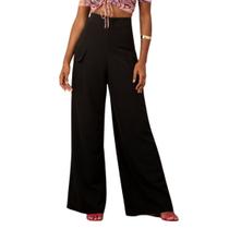 Calça Pantalona Feminina com Bolso na Perna