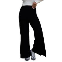 Calça Pantalona Feminina Com Fenda Lateral e Cós Alto