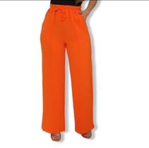 Calça Pantalona Feminina Elegante em Crepe Duna Laranja - Tardani