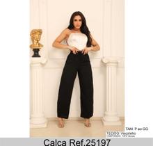Calça Pantalona Feminina Elegante em Crepe Duna Preta