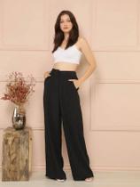 Calça pantalona Feminina em Duna Bolsos