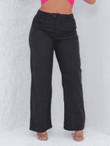 Calça Pantalona Feminina em Linho Cintura Alta com Bolso Frontal e Zíper - Moda Lançamento Confortável e Soltinha Calça Pantalona Feminina em Linho Cintura Alta com Bolso Frontal e Zíper - Moda Lançamento Confortável e Soltinha