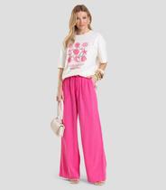 Calça Pantalona Feminina em Linho Dianna Rosa Calça Pantalona Feminina em Linho Dianna Rosa