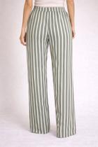 Calça Pantalona Feminina Estampada Listrada com Cós Elástico e Amarração Frontal Cor:Branco e VerdeTamanho:PP Calça Pantalona Feminina Estampada Listrada com Cós Elástico e Amarração Frontal Cor:Branco e VerdeTamanho:PP