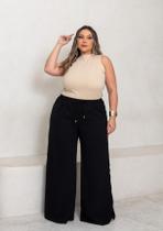 Calça Pantalona Feminina Plus Size C Forro Elastico Cintura