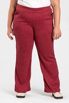 Calça Pantalona Feminina Plus Size Malha Tricot com Bolsos - Serena