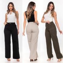 Calça Pantalona Feminina Social Cintura Alta Com bolso na frente e zíper moda tendência Calça Pantalona Feminina Social Cintura Alta Com bolso na frente e zíper moda tendência