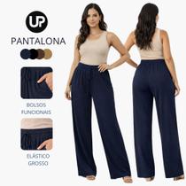 Calça Pantalona Feminina Tecido Duna Premium Cintura Alta com Elástico e Bolsos Conforto Elegância Calça Pantalona Feminina Tecido Duna Premium Cintura Alta com Elástico e Bolsos Conforto Elegância