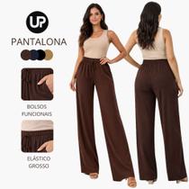 Calça Pantalona Feminina Tecido Duna Premium Cintura Alta com Elástico e Bolsos Conforto Elegância Calça Pantalona Feminina Tecido Duna Premium Cintura Alta com Elástico e Bolsos Conforto Elegância