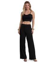 Calça Pantalona Feminina Texturizada Fluída Dianna Preto