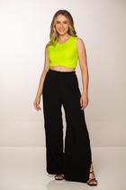 Calça Pantalona Fenda 936 Preto Calça Pantalona Fenda 936 Preto