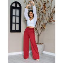 Calça Pantalona Flare Social De Linho Wide Leg acompanha cinto virginia Calça Pantalona Flare Social De Linho Wide Leg acompanha cinto virginia