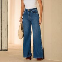 Calça Pantalona Jeans Feminina Barra Normal Revanche Kelowna Calça Pantalona Jeans Feminina Barra Normal Revanche Kelowna