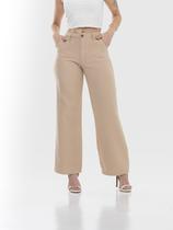 Calça Pantalona Linho Feminina Cintura Alta Com bolso na frente e ziper moda lançamento soltinha confortavel