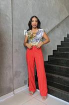 Calça Pantalona Linho Laranja Calça Pantalona Linho Laranja