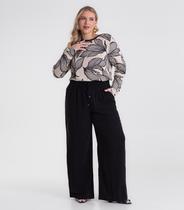 Calça Pantalona Linho Plus Size Secret Glam Preto