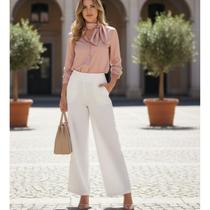 Calça Pantalona Linho Premium Oslo Feminina Elegante Leve