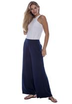 Calça Pantalona Malha com Bolso Azul Marinho - GG - Veste do 46 ao 48