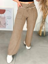 Calça Pantalona Moletom Feminina Wide Leg Inverno com Bolso Calça Pantalona Moletom Feminina Wide Leg Inverno com Bolso