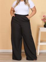 Calça Pantalona PLUS SIZE Alfaiataria Feminina com Cinto Zara Elegancia Social Calça Pantalona PLUS SIZE Alfaiataria Feminina com Cinto Zara Elegancia Social
