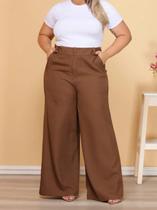 Calça Pantalona PLUS SIZE Alfaiataria Feminina com Cinto Zara Elegancia Social Calça Pantalona PLUS SIZE Alfaiataria Feminina com Cinto Zara Elegancia Social