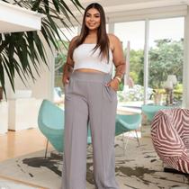 Calça Pantalona Plus Size Duna com Bolsos Confortável e Prática