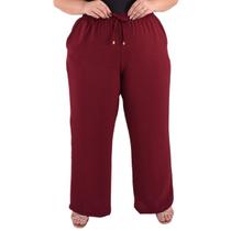 Calça Pantalona Plus SIze Feminina Cintura Alta Dunas Tendencia