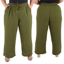 Calça Pantalona Plus SIze Feminina Cintura Alta Dunas Tendencia