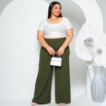 Calça pantalona plus size feminina confortável elegante cintura alta duna com bolso G1 G2 G3 Calça pantalona plus size feminina confortável elegante cintura alta duna com bolso G1 G2 G3